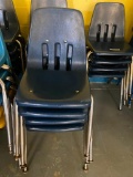 (4) Chrome Legs Stack Chairs - Navy
