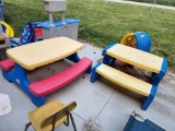 (2) Plastic Picnic Table & Bench Sets