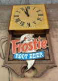 Frostie Root Beer Advertising Clock plus 2 Signs