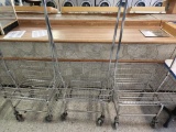 Lot of 3 Mobile Wire Clothes Racks / Baskets - Wheels May Need Cleaned/Oiled