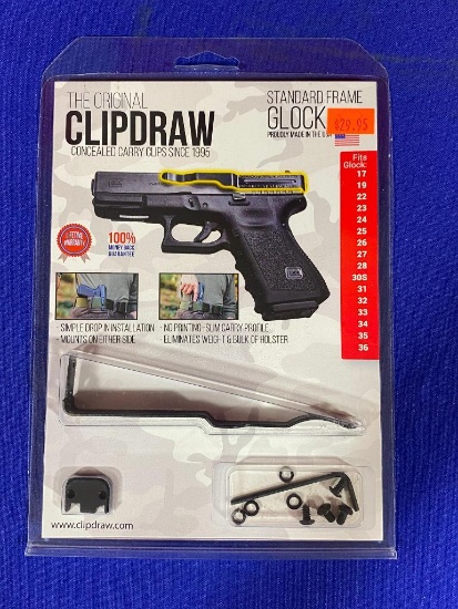 The Original Clipdraw Concealed Carry Clips , Standard Frame Glock, Compatible, See Image for Info