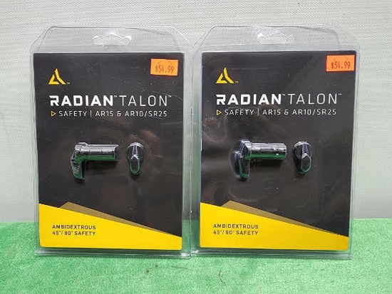 (2) Radian Talon AR15 & AR10/SR25 Ambidextrous 45/90 Degree Safeties