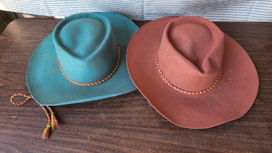 Lot of 2 Felt Prior Rodeo Hats