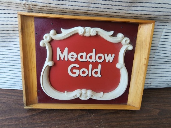 Meadow Gold Framed Plastic Milk Sign
