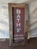 Wooden 5 Cent Bath Sign