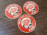 Lot of 3 Omaha Rose Society Member Round Signs