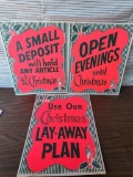 Lot of 3 Christmas Advertising Signs - Paper