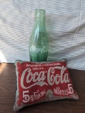 Lot of 2 Large Coca Cola Bottle & Pillow