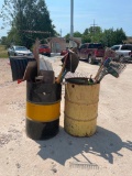 Two Barrels of Garden Tools, Rakes, Shovels, Forks, Hoes, Misc.