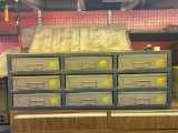 FMP 9 Organizer Parts Bins in Wood Shop Made Cabinet, See Images for Inventory