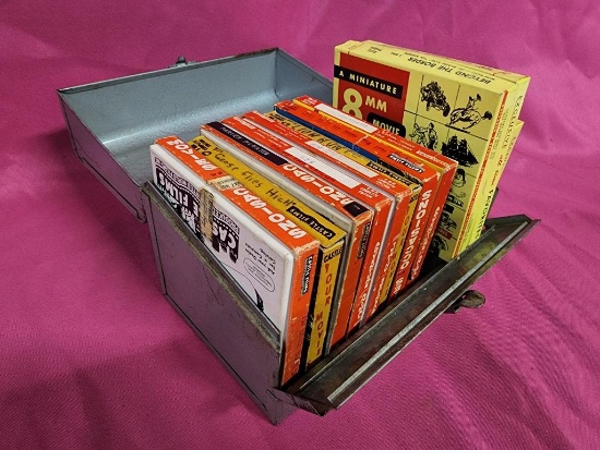 Lot of 11, 8mm Film Reel Movies, Castle Films, Others, See Images for Titles & Metal Case