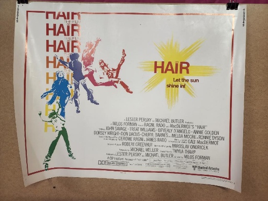 Vintage Movie Poster, HAIR, 22in x 28in c. 1979