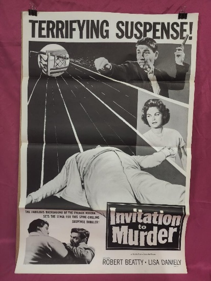 Lot of 2, Vintage Movie Posters, Invitation to Murder, Robert Beatty, Lisa Daniely, Terrifying