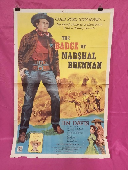 Vintage Movie Poster, The Badge of Marshal Brennan, Cowboy Western, Jim Davis, Cari Smith, No.