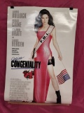 Vintage Movie Poster, Sandra Bullock, Michael Caine, Candice Bergen in Miss Congeniality, 27in x