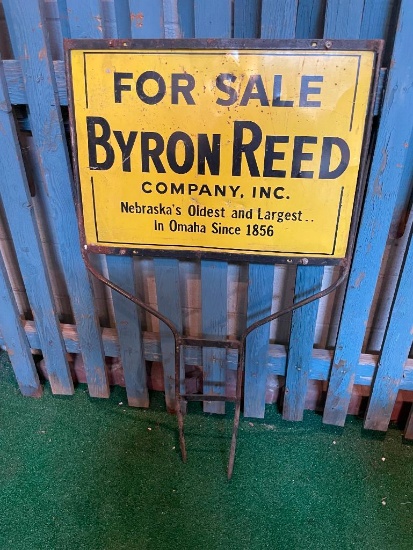 For Sale Byron Reed Metal Sign & Frame, Early Sign Design