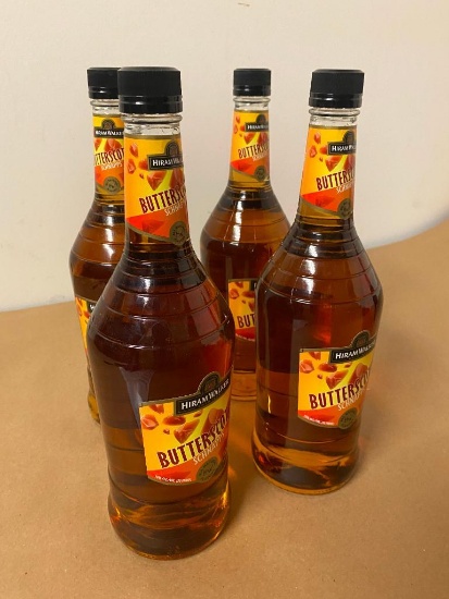 4 Bottles Hiram Walker Butterscotch Schnapps, 1 Liter Ea.