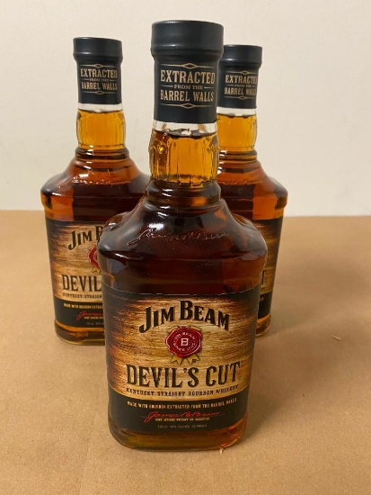 3 Bottles, Jim Beam Devil's Cut Bourbon Whiskey, 750ml