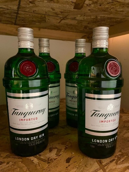 4 Bottles, Tanqueray Gin, 1 Liter Bottles