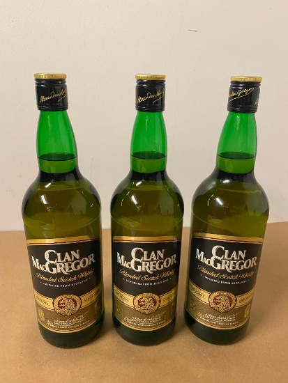 3 Bottles Clan MacGregor Blended Scotch Whisky, 1 Liter ea.