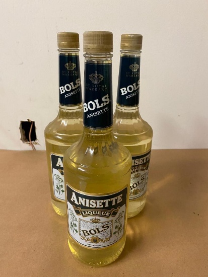 3 Bottles Anisette Liqueur Bols, 750ml Bottles