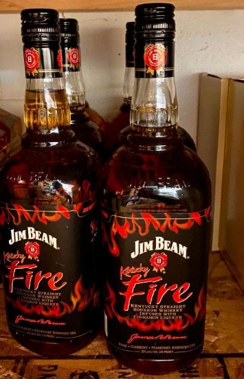 6 Bottles, Jim Beam Kentucky Fire Bourbon, Sinnamon, 1 Liter Bottles
