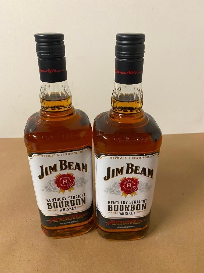 2 Bottles, Jim Beam Kentucky Straight Bourbon Whiskey, 1 Liter Bottles