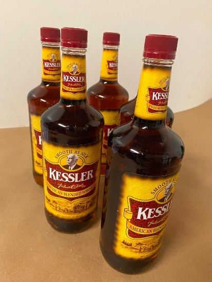 5 Bottles, Kessler American Blended Whiskey, 1 Liter Bottles