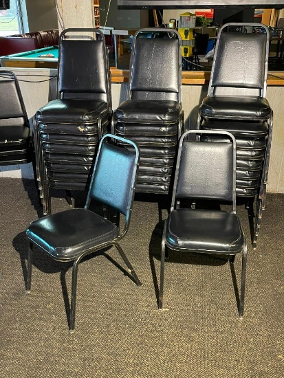 24 Good Stack Chairs, Metal Frame, Padded Seat & Back