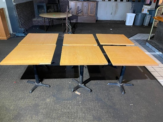 6 Restaurant Tables, Laminate Top, 30in x 30in x 29in, Good Condition