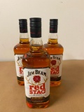 3 Bottles, Jim Beam Red Stag Black Cherry Bourbon Whiskey, 750ml