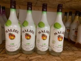 4 Bottles Malibu Lime Liqueur Rum, 1 Liter Ea