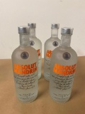 4 Bottles of Absolut Vodka Mandrin 1 Liter Bottles