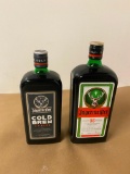 2 Bottles, Jagermeister, 750ml Cold Brew, 1 Liter Orig.