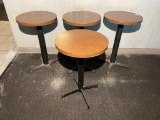 Four 18in Round Cocktail Tables, Single Pedestal, 29in H