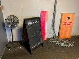 Sidewalk Sandwich Board Check Menu, 1/2 Cornhole Set, Fan