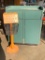 Dual Trash Receptacle w/ Tray Top Storage and Wood Please Be Seated Sign