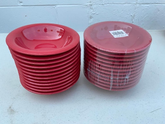 Lot of 24 Red Plastic Bowls