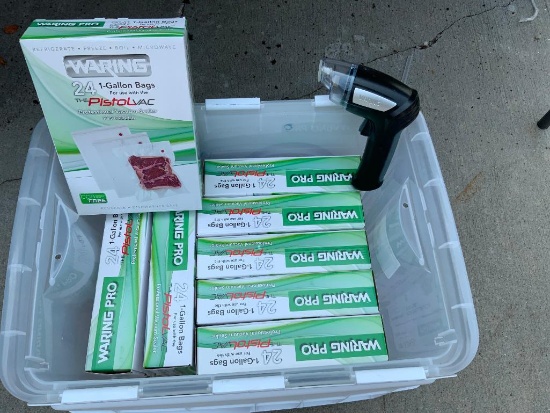 8 Boxes of Waring 1-Gallon Sealer Bags and Heat Sealer