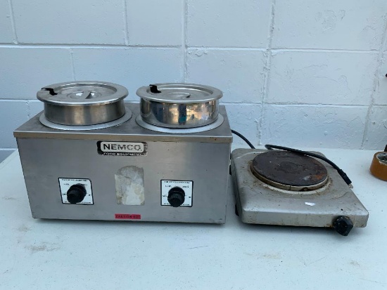 NEMCO 2-Well Full Size Soup / Food Warmer and Side Burner