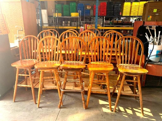 9 Wood Swivel Bar Stools