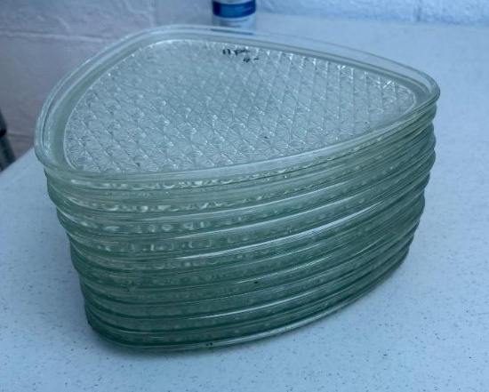 11 Glass Salad Plates, Shaped Like Guitar Pic