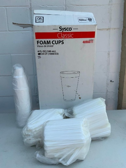 Group of Unused Foam Cups and Straws