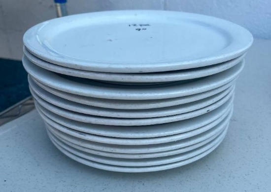 Lot of 12, 9in Restaurant China Round Plates