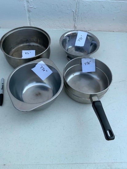 Four Stainless Pans