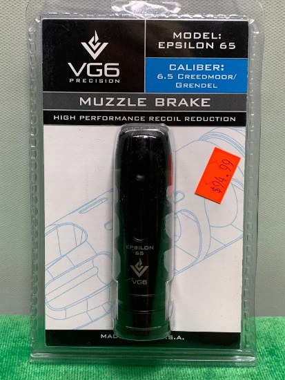 VG6 Muzzle Brake, High Performance Recoil Reduction, Model Epsilon 65 Caliber 6.5 Creedmoor Grendel