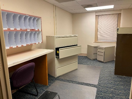 Contents of Room, Office Furniture, File Cabinets, Stool, Chairs