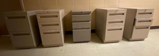 Five Mobile File Cabinets, Some w/ Keys
