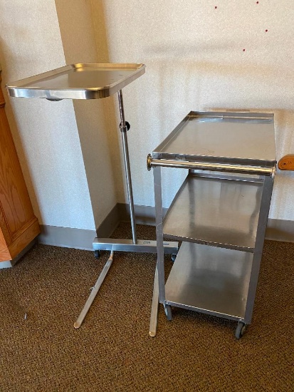 Stainless Steel Utility Cart and Instrument Tray Table