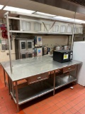 Stainless Steel Prep Table w/ Pot Rack, 96in x 30in x 36in H
